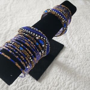 Elegant Blue and Gold Bangle Set